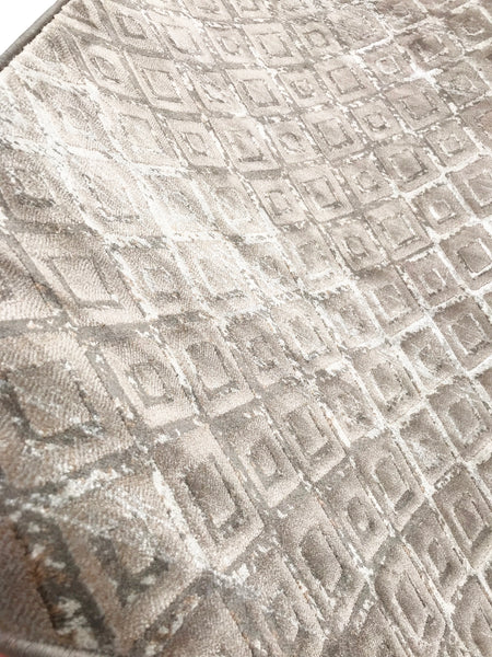 Dark Beige Taupe Geometric Diamonds Silky Glam Area Rug