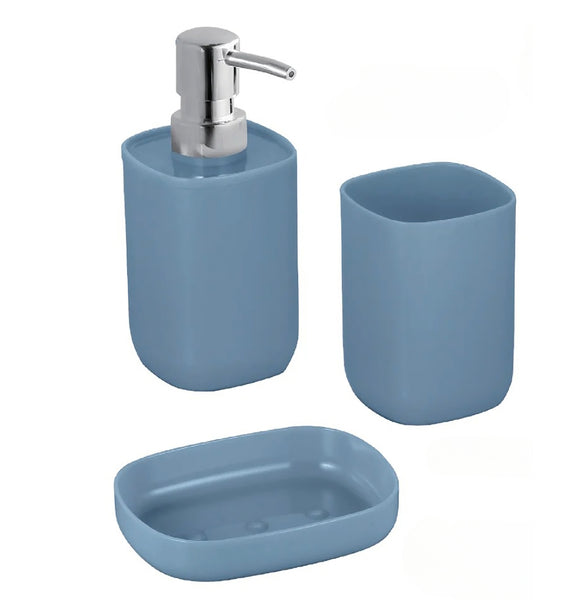 Blue Bathroom Accessories Set - Soap Dispenser, Soap Dish & Tumbler