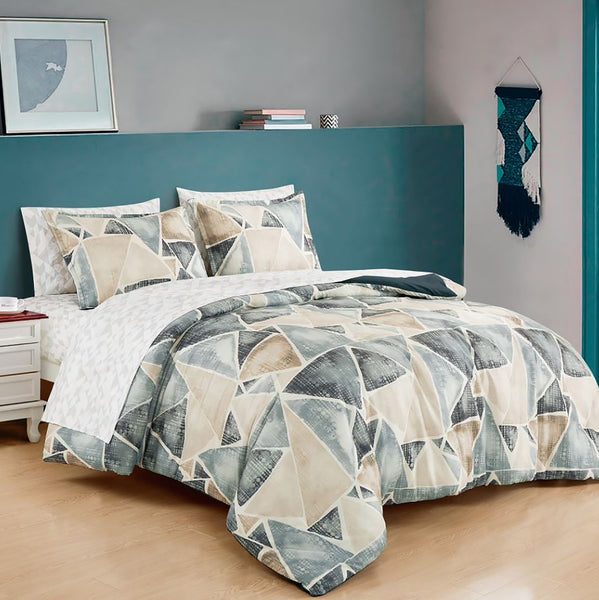 7 Piece Geometric Modern Comforter Set Soft Bedding