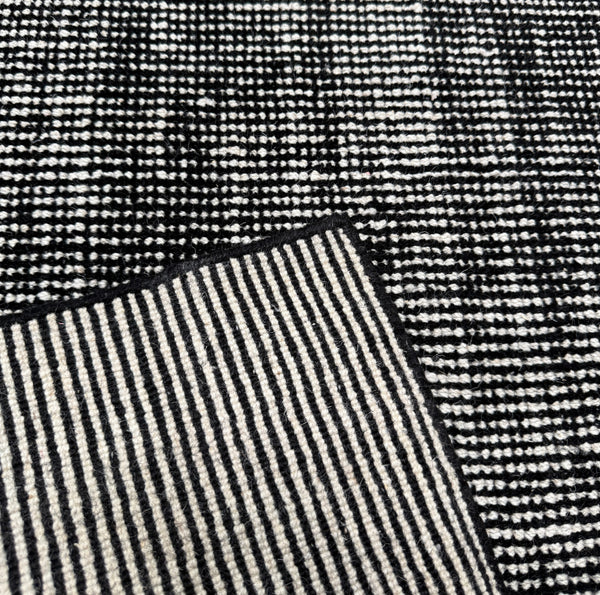 Black Modern Hand-Knotted Wool Runner Rug -  2'8" x 13'10"
