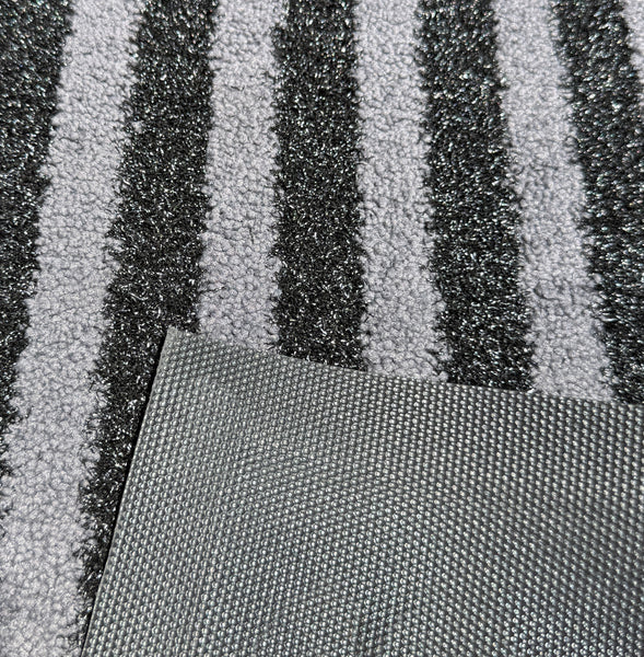 Grey Black Stripes All-Season Sturdy Absorbent Non-Slip Rubber Backing Multipurpose Door Mat