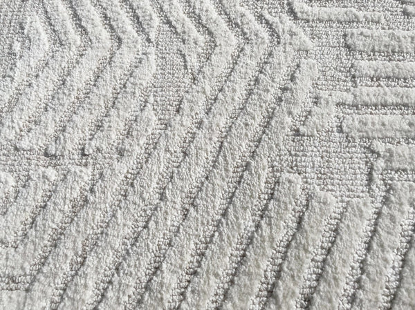 2x3 Ivory Light Cream Geometric Abstract Soft Pile Boho Minimal Door Mat Area Rug