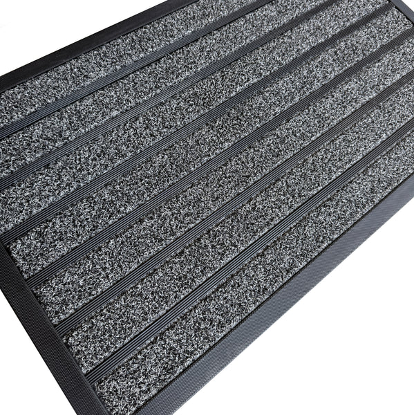 Grey Stripes Geometric All-Season Sturdy Absorbent Non-Slip Rubber Backing Multipurpose Door Mat