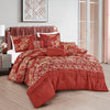 7 Rust Orange White Floral Botanical Comforter Set Soft Bedding