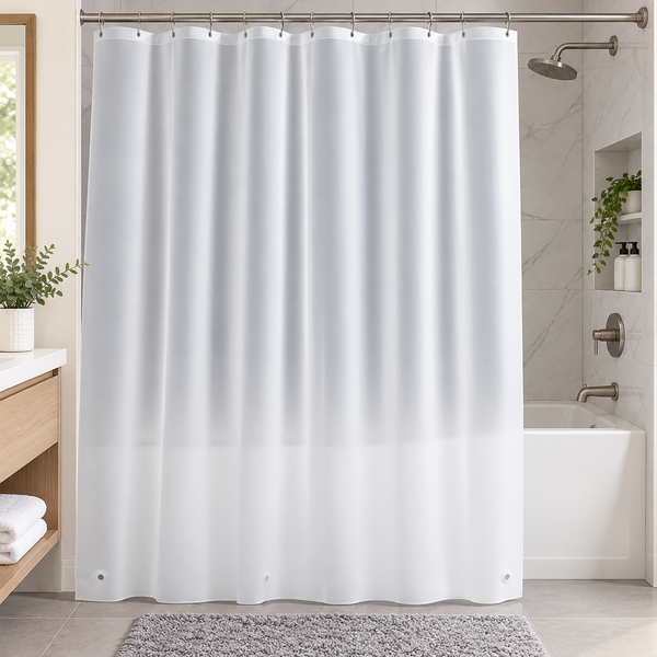 71" x 71" - Frosted Clear Vinyl Shower Curtain Liner Waterproof