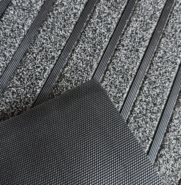 Grey Stripes Geometric All-Season Sturdy Absorbent Non-Slip Rubber Backing Multipurpose Door Mat