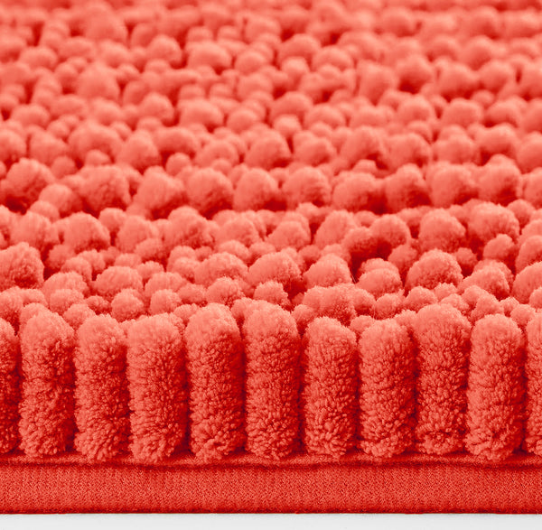 Coral Soft Cozy Plush Chenille Contour Bath Mat Bathroom Rug