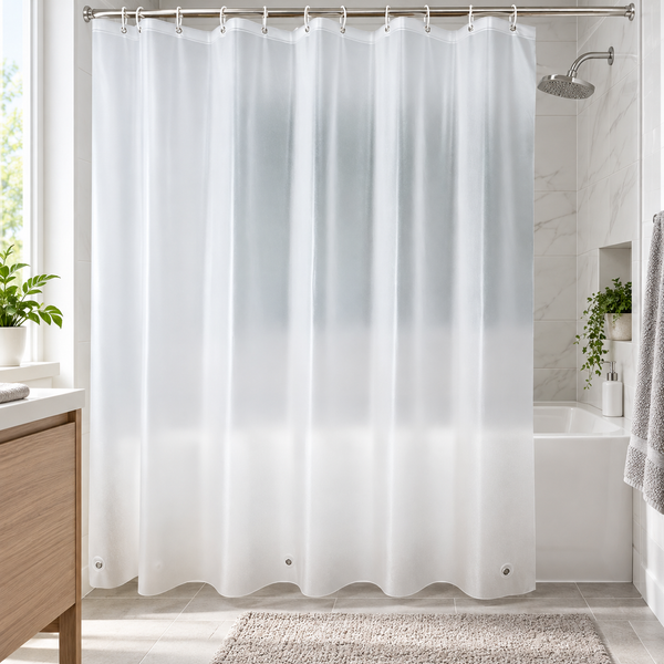 71" x 71" - Frosted Clear Vinyl Shower Curtain Liner Waterproof