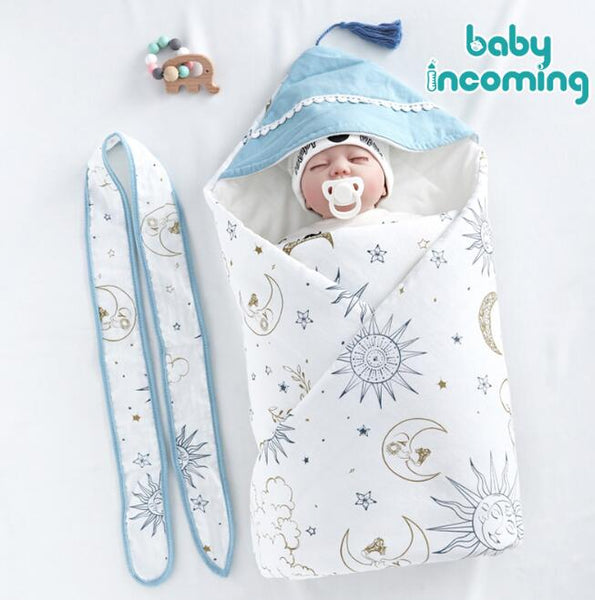 Newborn Baby Blanket Wrapper Cotton Spring Newborn Baby Quilt Double Layers Swaddle Wrap Cotton Baby Anti-shock Sleeping Bag