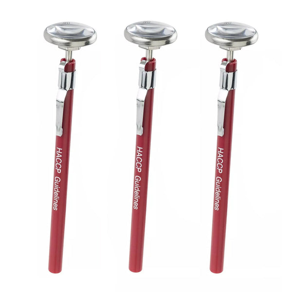 Stainless Steel Instant Read Pocket Cooking Thermometer - Pack of 3
