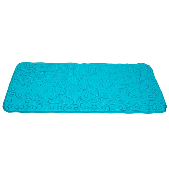 Turquoise Blue Non-Slip PVC Textured Plush Tub & Shower Mat with Suction Cups - 35.75" x 17.5"