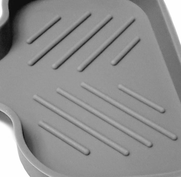 Set of 2 - Silicon Grey Sponge Holder Sink Bathroom Organizer Mat With Drain Spout