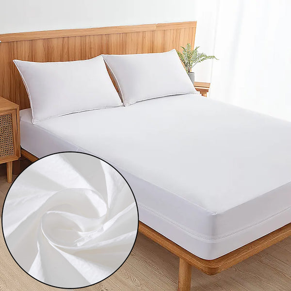 12" Deep - Queen Size Waterproof Fabric Mattress Cover Protector With Zipper