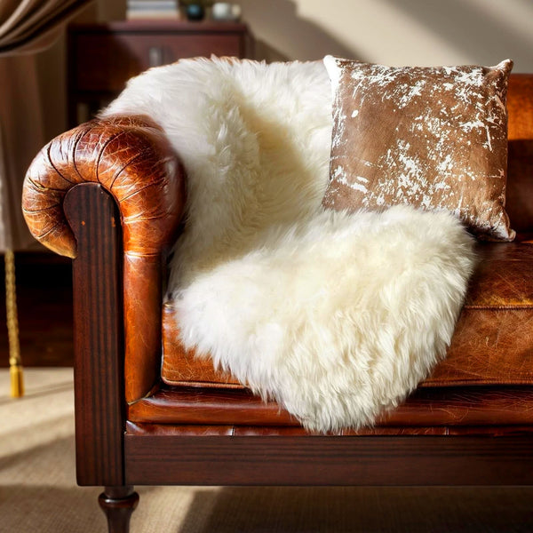 Ivory White New Zealand Super Thick Plush Natural Sheepskin Shag Rug - 28"x40"