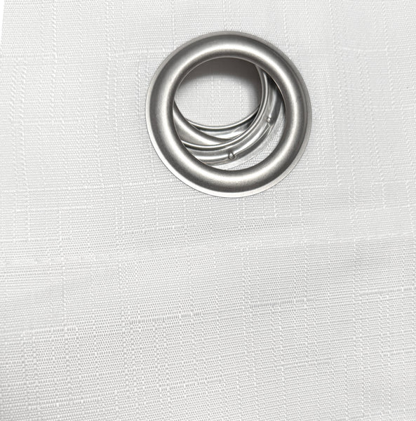 2 Piece White Textured  Grommet Window Curtain Panel Set - 108" Long