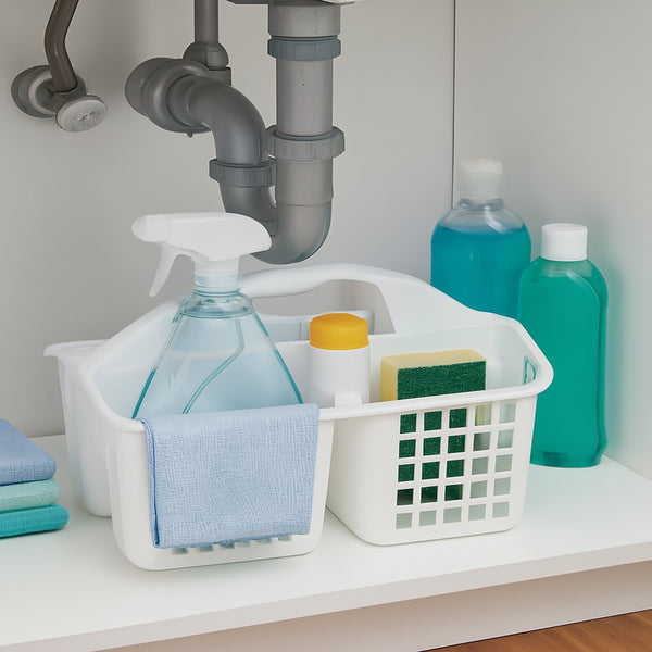 White Large Multipurpose Organizer Caddy - 12.6" x 9" x 7.5".