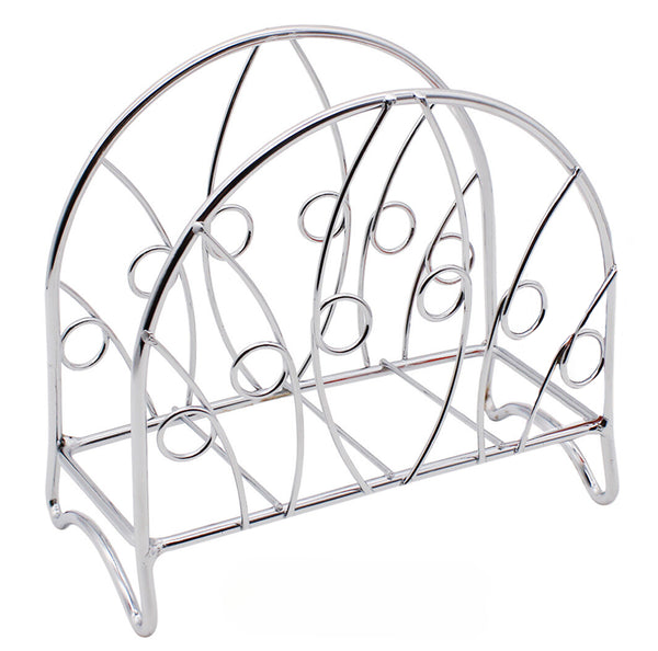 Decorative Chrome Metal Napkin Holder with Leaf & Circle Design – Freestanding Tabletop Napkin Organizer for Kitchen, Dining Table & Countertop