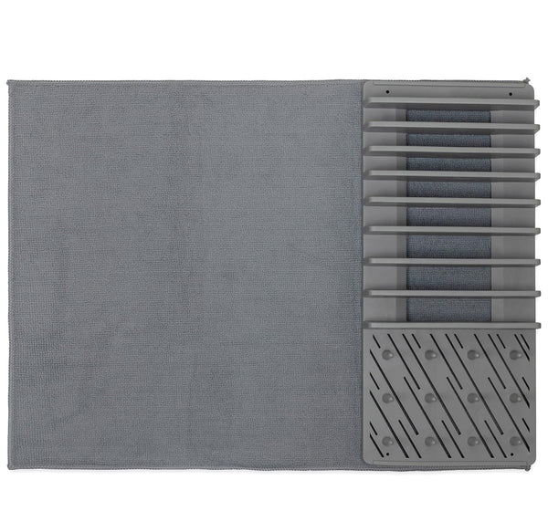 Plastic Dish Rack with Micro Fiber Drying Mat