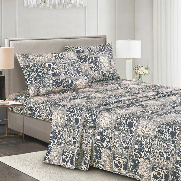 White Black Damask 10 Piece Bed-in-a-bag Comforter Set