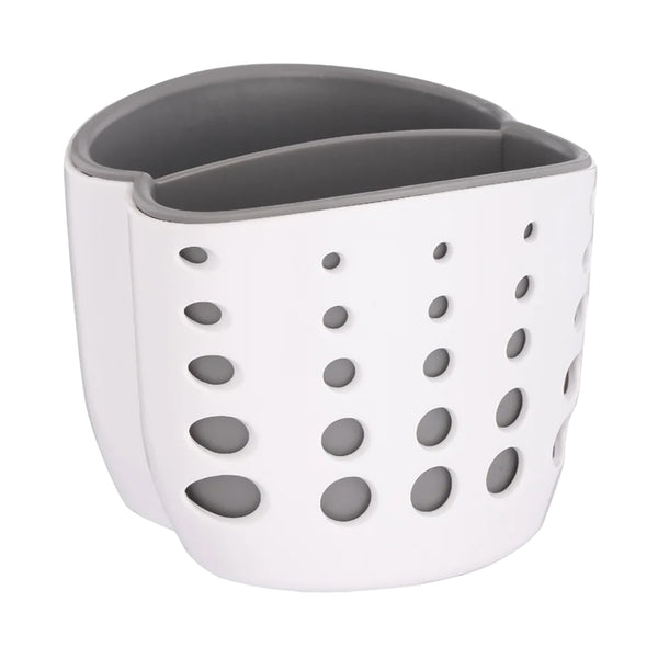 White & Gray Double Layer Kitchen Counter Organizer Sink Sponge Scrubber Holder Storage Caddy