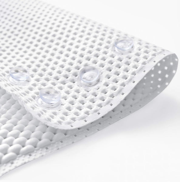White Non-Slip Foam Bathtub Shower Mat With Suction Cups