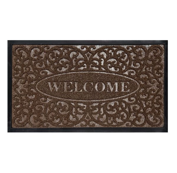Brown Welcome All-Season Sturdy Absorbent Non-Slip Rubber Backing Multipurpose Door Mat