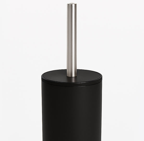 15" Tall Modern Black Toilet Brush Set with Holder