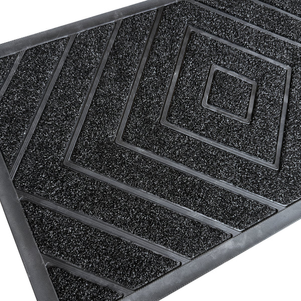 Black Geometric All-Season Sturdy Absorbent Non-Slip Rubber Backing Multipurpose Door Mat