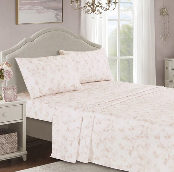 7 Piece Pink Grey Abstract Modern Comforter Set Soft Bedding