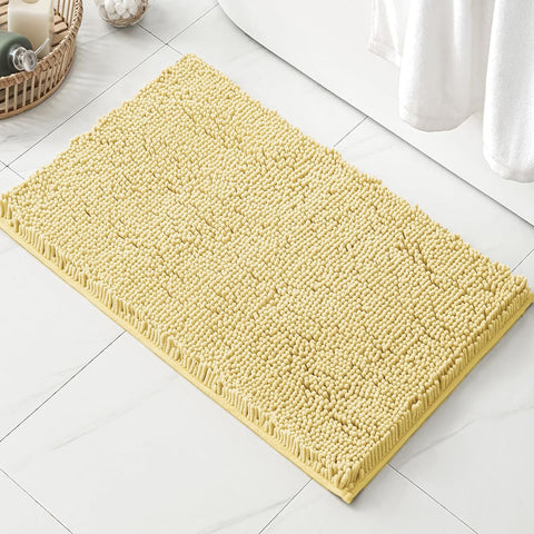 24"x16" - Large Yellow Soft Cozy Plush Chenille Bath Mat Bathroom Rug