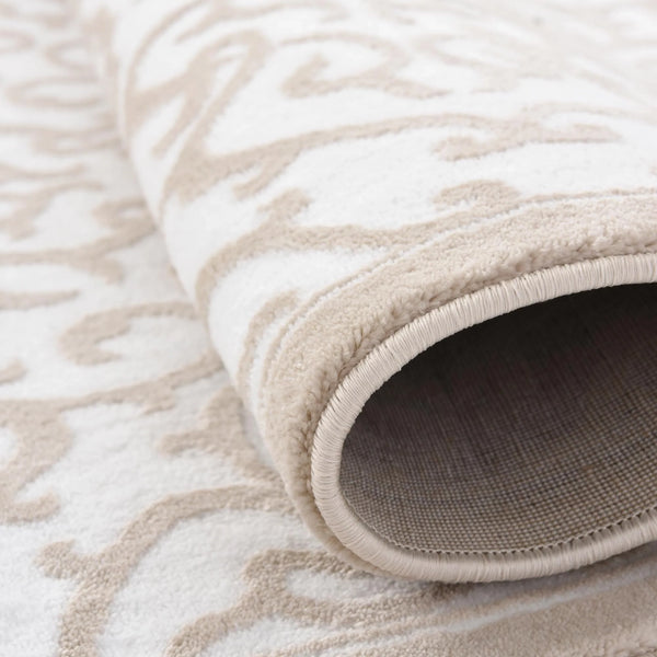 Ivory Beige Traditional Medallion Hallway Runner Rug - 3' x 9'10"