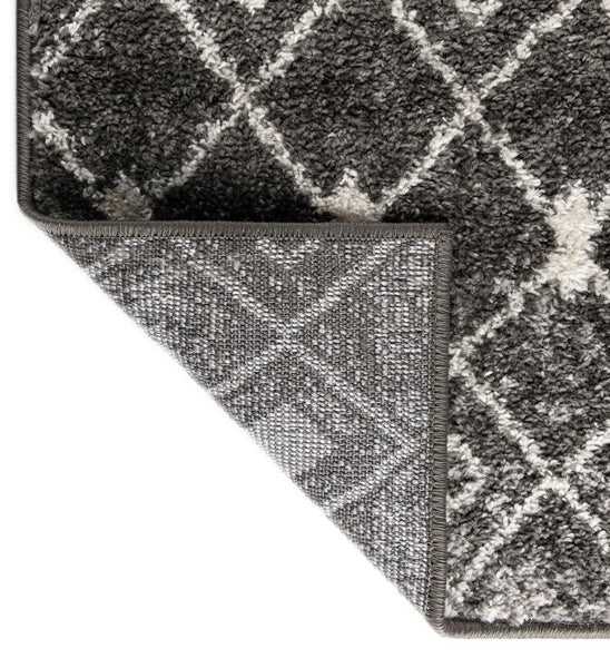 Ivory/Gray Moroccan Inspired Long Hallway Geometric Runner Rug - 3'3" x 16'