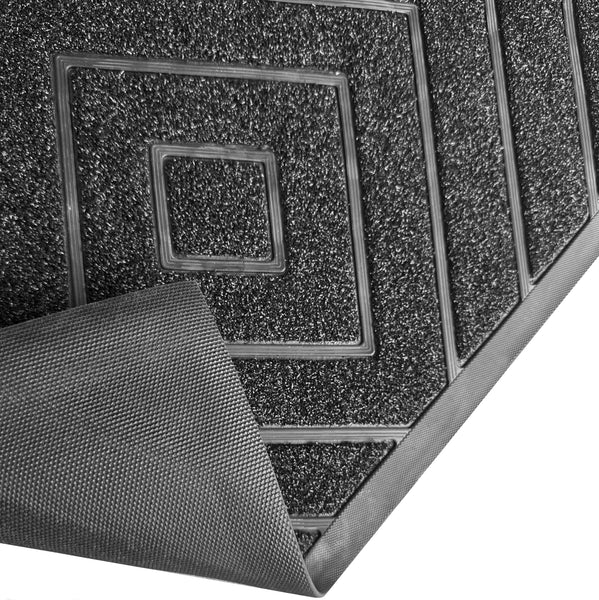 Black Geometric All-Season Sturdy Absorbent Non-Slip Rubber Backing Multipurpose Door Mat