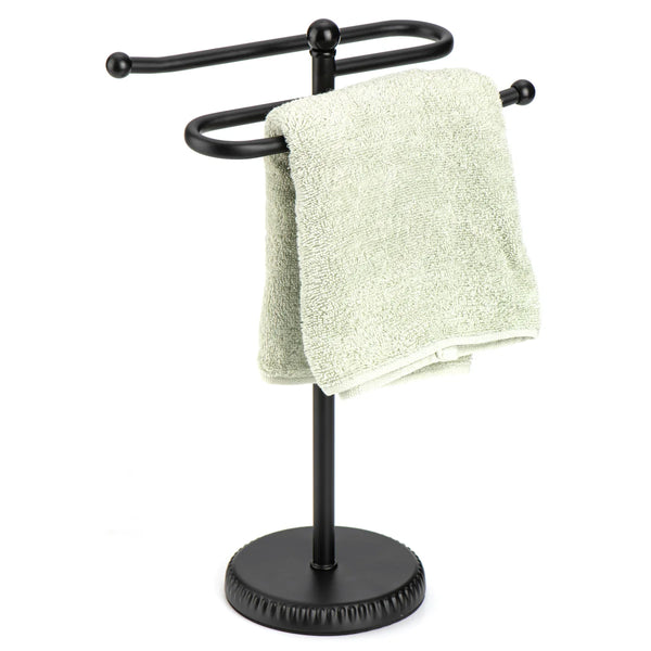 Matte Black Stainless Steel S-Design Fingertip Towel Holder With Heavy Base