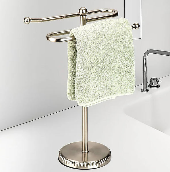 Brushed Satin Nickle Stainless Steel S-Design Fingertip Towel Holder With Heavy Base
