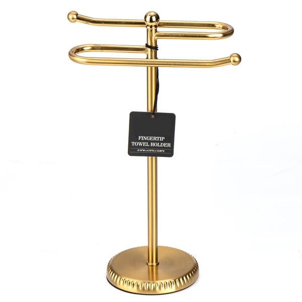 Gold Brushed Stainless Steel S-Design Fingertip Towel Holder With Heavy Base