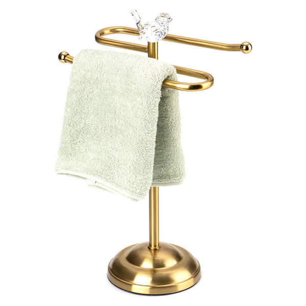 Gold Brushed Stainless Steel Dove S-Design Fingertip Towel Holder With Heavy Base