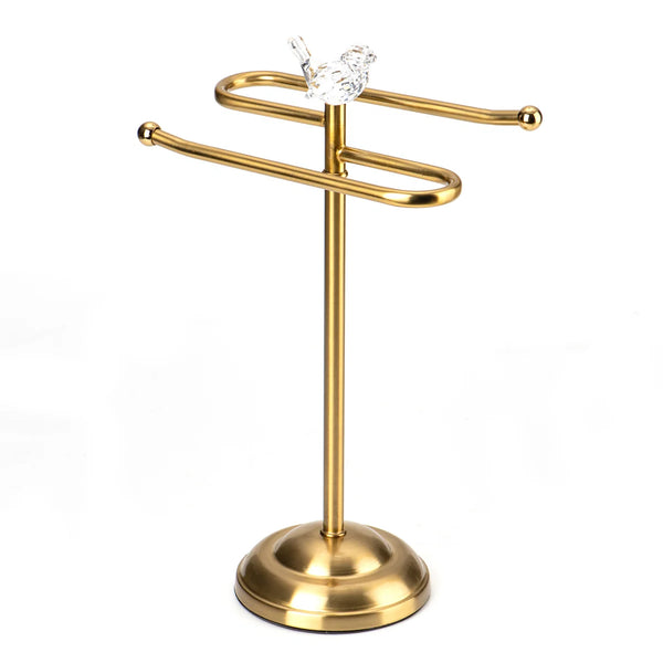 Gold Brushed Stainless Steel Dove S-Design Fingertip Towel Holder With Heavy Base