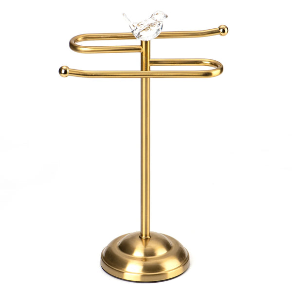 Gold Brushed Stainless Steel Dove S-Design Fingertip Towel Holder With Heavy Base