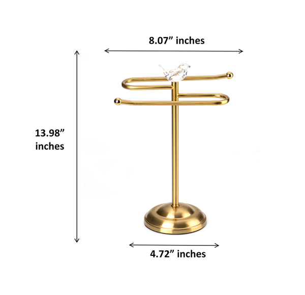 Gold Brushed Stainless Steel Dove S-Design Fingertip Towel Holder With Heavy Base