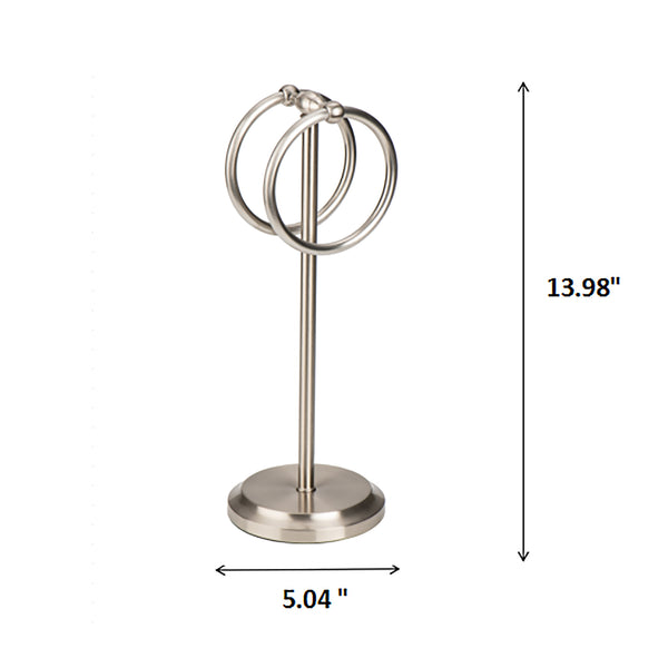 Brushed Satin Nickle Stainless Steel Double Ring Fingertip Towel Holder With Heavy Base