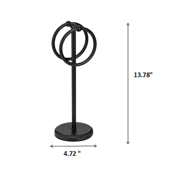 Matte Black Stainless Steel Double Ring Fingertip Towel Holder With Heavy Base