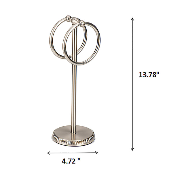 Brushed Satin Nickle Stainless Steel Double Ring Fingertip Towel Holder With Heavy Base