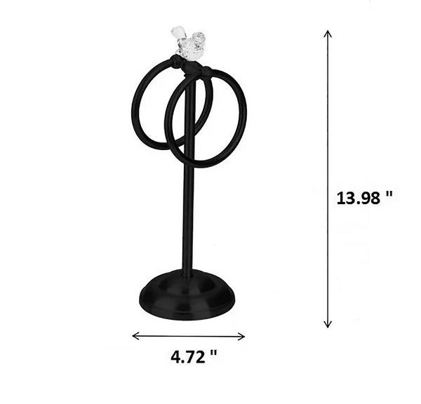 Matte Black Stainless Steel Dove Double Ring Fingertip Towel Holder With Heavy Base