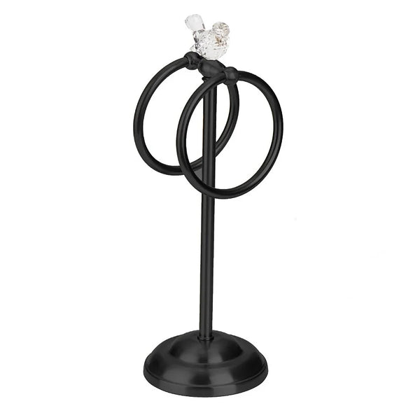 Matte Black Stainless Steel Dove Double Ring Fingertip Towel Holder With Heavy Base