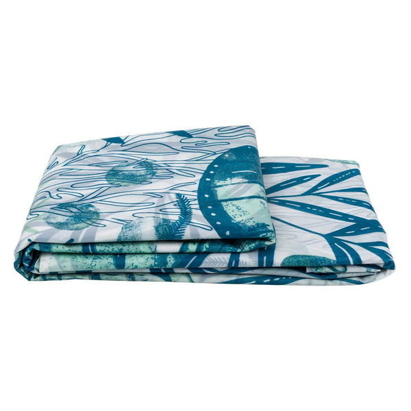 Blue Beach Coastal Seashells Transparent PEVA Shower Curtain With Hooks
