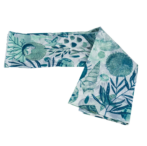 Blue Beach Coastal Seashells Transparent PEVA Shower Curtain With Hooks