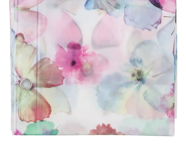 Blue Purple Butterfly Transparent PEVA Shower Curtain With Roller Ball Hooks