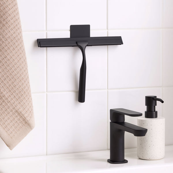 Matte Black Stainless Steel Window Bathroom Cleaning Squeegee - 10"