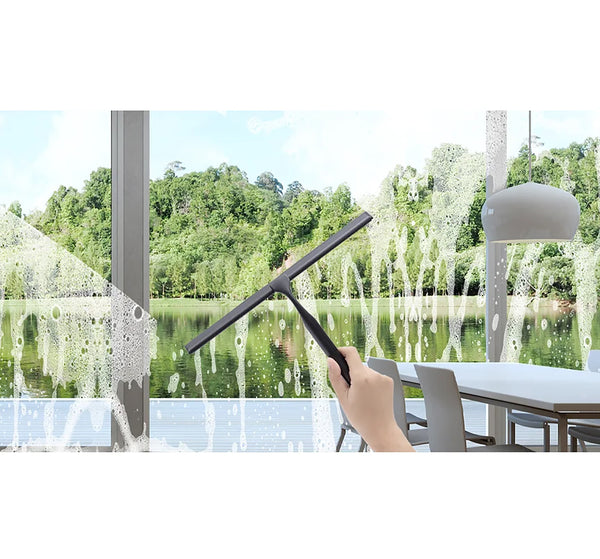 Matte Black Stainless Steel Window Bathroom Cleaning Squeegee - 10"
